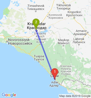 Маршрут из Сочи в Краснодар