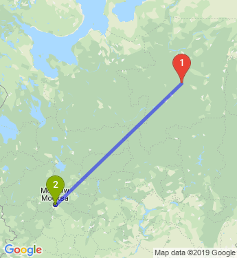 Маршрут из Ухты в Москву