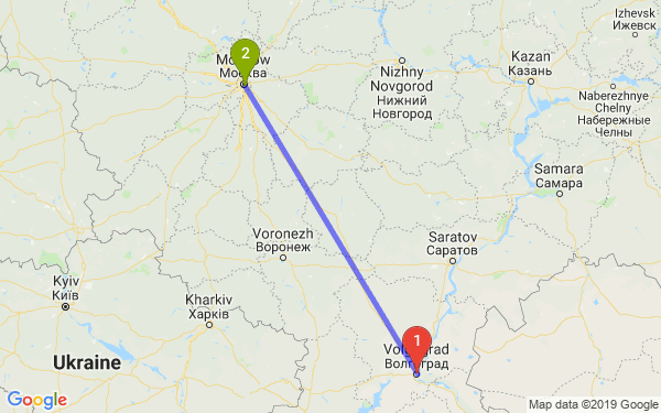 Маршрут из Волгограда в Москву