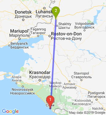 Маршрут из Сочи в Зверево