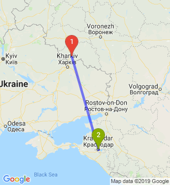 Маршрут из Белгорода в Краснодар