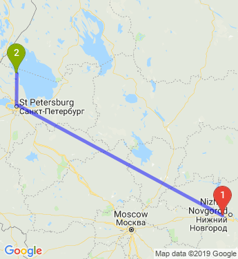 Маршрут из Дзержинска в Санкт-Петербург