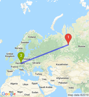 Маршрут из Ноябрьска в Нюрнберга