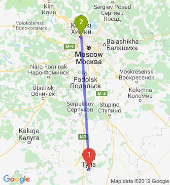 Маршрут из Тулы в Химки
