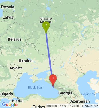 Маршрут из Сочи в Тулу