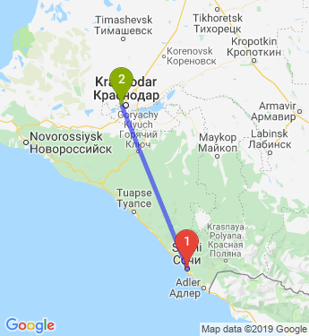 Маршрут из Сочи в Краснодар