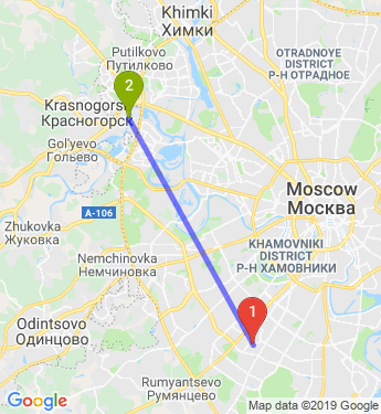 Маршрут из Москвы в Красногорска