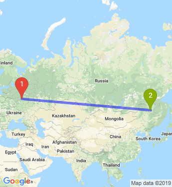 Маршрут из Москвы в Белогорск