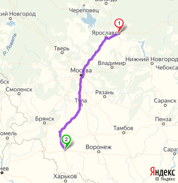 Маршрут из Костромы в Курск