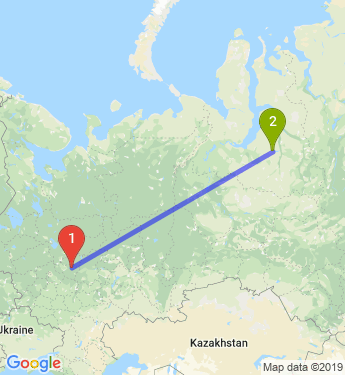 Маршрут из Коврова в Новый Уренгой