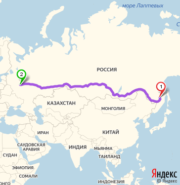 Маршрут из Комсомольска-на-Амуре в Москву