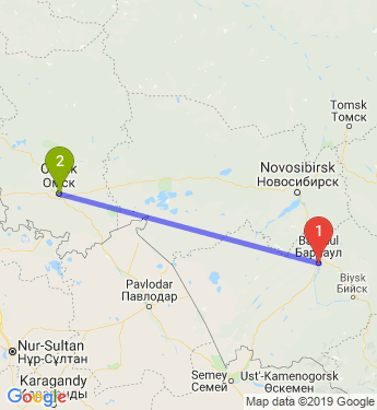 Маршрут из Барнаула в Омск