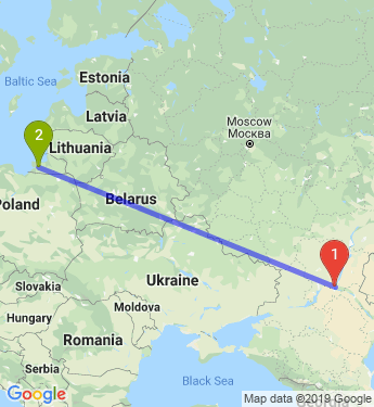 Маршрут из Волгограда в Калининград
