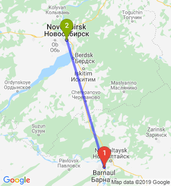 Маршрут из Барнаула в Новосибирск