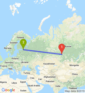 Маршрут из Томска в Санкт-Петербург
