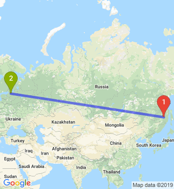 Маршрут из Комсомольска-на-Амуре в Санкт-Петербург