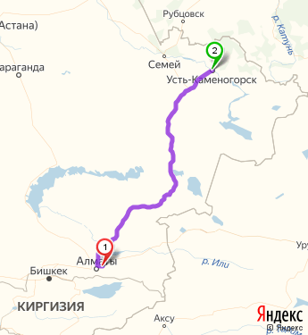 Маршрут из Алма-Аты в Усть-Каменогорска