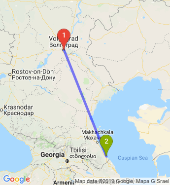 Маршрут из Волгограда в Дербента