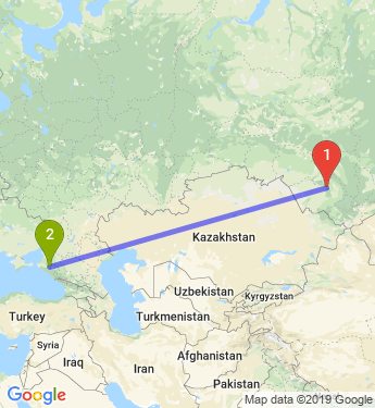 Маршрут из Барнаула в Краснодар