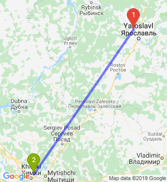 Маршрут из Ярославля в Долгопрудный
