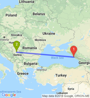 Маршрут из Сочи в Белграда