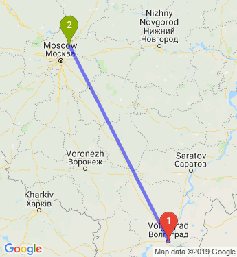 Маршрут из Волгограда в Сергиев Посад