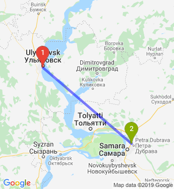 Маршрут из Ульяновска в Самару