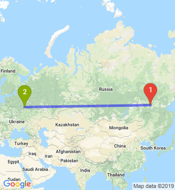 Маршрут из Нерюнгри в Химки