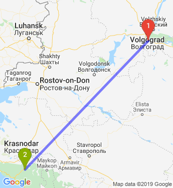 Маршрут из Волгограда в Горячий Ключ