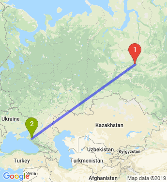 Маршрут из Нижневартовска в Краснодар
