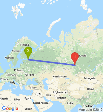 Маршрут из Томска в Санкт-Петербург