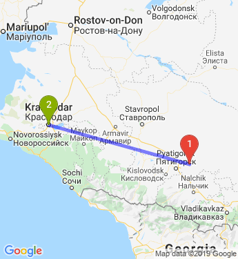 Маршрут из Георгиевска в Краснодар