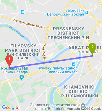 Маршрут из Москвы в платформу 50-км. снт арбат