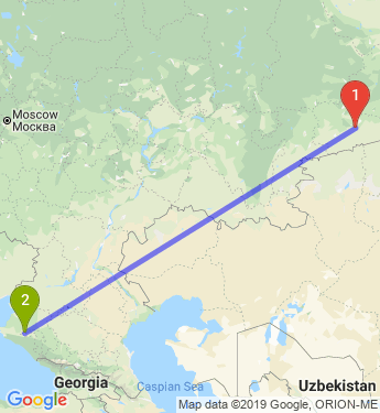 Маршрут из Кургана в Краснодар