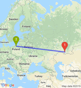 Маршрут из Оренбурга в Гданьск