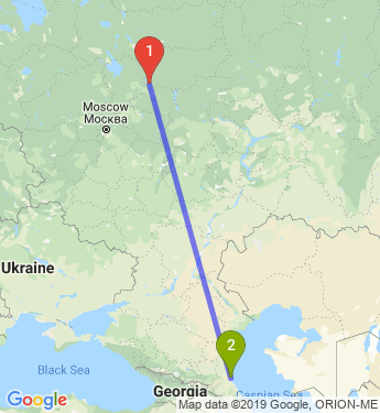 Маршрут из Костромы в Махачкалу