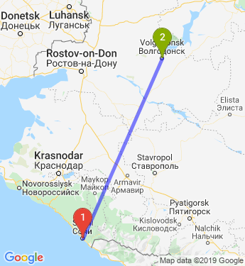 Маршрут из Сочи в Волгодонск