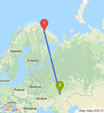 Маршрут из Мурманска в Богану