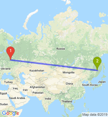 Маршрут из Москвы в Хабаровск