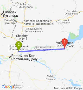 Маршрут из Волгодонска в Новочеркасск