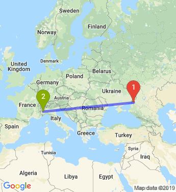 Маршрут из Таганрога в Турина