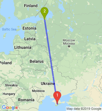 Маршрут из Симферополя в Санкт-Петербург