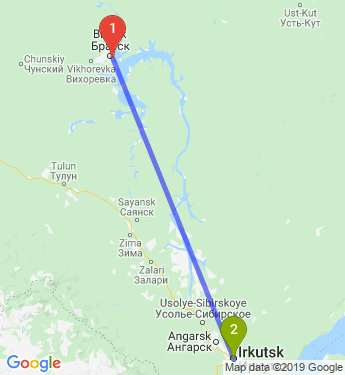 Маршрут из Братска в Иркутск
