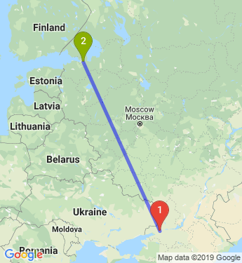 Маршрут из Новочеркасска в Санкт-Петербург