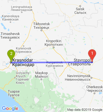Маршрут из Ставрополя в Краснодар