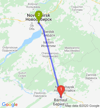 Маршрут из Барнаула в Новосибирск