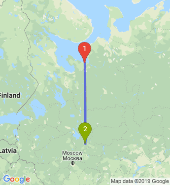 Маршрут из Северодвинска в Ярославль