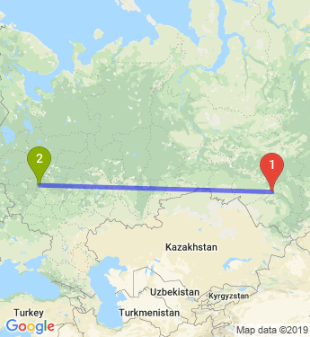 Маршрут из Новосибирска в Москву
