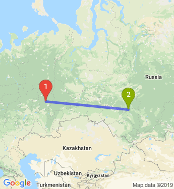 Маршрут из Перми в Томск