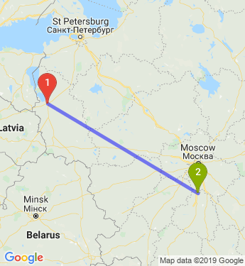 Маршрут из Пскова в Капитанский мыс